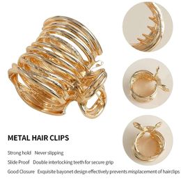 Fashion Gold Color Hollow Geometric Hair Clips Metal Hair Claw Cross Hairclip Headband Hairpin Hair Crab Women Hair Accessories 2024 Hot Selling Designer Brands