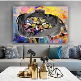 Canvas Painting Secure the Bag Oil Money Posters and Prints Wall Art Picture for Living Room Home Decor No Frame260g