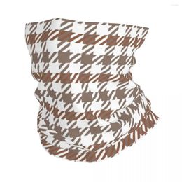 Bandanas Brown Dog Tooth Pattern Houndstooth Print Bandana Neck Gaiter UV Protection Face Scarf Cover Women Men Headband Tube Balaclava