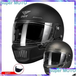 Motorcycle Helmets Retro Helmet Motorbike Fl Face Racing Uni Four Seasons Motocross Safety Cap Casco De Moto Drop Delivery Automobiles Ot0Mo