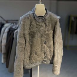 Light Luxury, End, High Boutique, Fashionable, Lightweight, Comfortable, Lake Sheep, Small Standing Collar, Women's Short Tire Wool Fur Coat Trend 1815 weight,