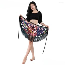 Stage Wear Belly Dance Hip Skirt Fringe Scarf Sequin Wrap Womens Clothing Belt Performance Shining Super Long Drop Delivery Apparel Otbhi