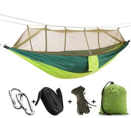 Outdoor Hammock Single Person Mosquito Net Hangmat Camping Hanging Sleeping Backpacking Hamaca Bed Green For Adults DC0081515082