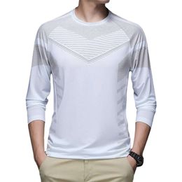 Long Sleeved T-Shirt For Men's Spring And Autumn Season, New Quality T-Shirt For Men's Breathable Base, Elastic Casual Sports T-Shirt For Men's Style