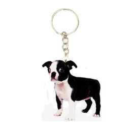 Boston Terrier Acrylic Dog Keyring Fashion Cute Charms Keychains Men Key Chain Ring Boyfriend Gift Gifts For Women Apparel2745