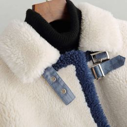 Season 2023 New Winter Grain Cashmere Integrated Fur Women's Mid Length Sheep Cut Fleece Coat 5307