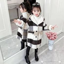Jackets Autumn Winter Girls Casual Warm Hooded Outerwear Fashion Woollen Long Coat Children Clothing Teeange Outfits 12-14Y