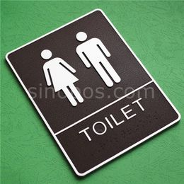 Adhesive Bathroom Plastic Sign With Braille Embossed 8 washroom door large signage restroom wall panels toilet WC room plat265d