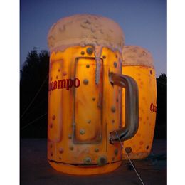 Custom made giant&6mH (20ft) With blower inflatable beer bottle led glass beers mug air balloon decoration toys sport for advertising