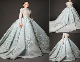 High Neck Prom Dresses Elie Saab 2019 Appliques Beaded Arabic Evening Dress Long Sleeves Vintage Red Carpet Celebrity Party Gowns9757971