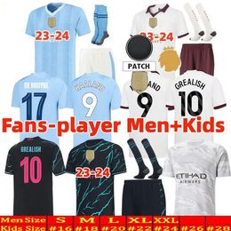 23 24 Soccer Jerseys HAALAND BRUYNE PHILLIPS MANS CITIES GREALISH FERRAN MAHREZ FODEN BERNARDO JOAO CANCELO Z RODRIGO Football Shirt Men Kids Kit Sets Uniforms S-4XL