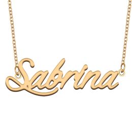 Sabrina name necklaces pendant Custom Personalized for women girl children best friends Mothers Gifts 18k gold plated Stainless steel