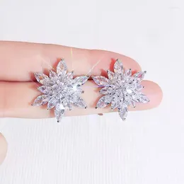 Stud Earrings Exquisite Sparkling Crystal Snowflake For Women Girls Temperament Flowers Rhinestone Earring Fashion Jewellery