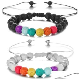 Charm Bracelets 8Mm Colorf Natural Stone Handmade Rope Braided Charm Bracelets Adjustable Bangle For Women Men Lover Beaded Jewellery D Dhe0I