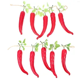 Decorative Flowers 2 Strings Simulation Red Long Pepper Hanging Chilli Decor Lanyard Decoration Fake Foam Farm Vegetable Ornament Child Plant