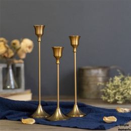 Simple moments 3 PC set Retro Bronze Candle Holders Wedding Party Vintage Metal Candlestick Home Decor Christmas Candle Holders T2273y