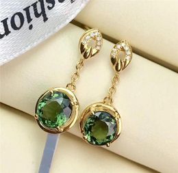 Dangle Chandelier Gold Colour Drop Earring For Women Fine Aretes Mujer Oorbellen Jewellery Bizuteria Natural Emerald Gemstone Orecc6880015