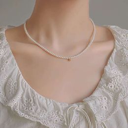 Zhong Chuxi's Same Choker Damen-Halskette mit natürlicher Perle und kleiner Körnung aus amerikanischem 14-karätigem Gold mit dem Gefühl eines Mädchens