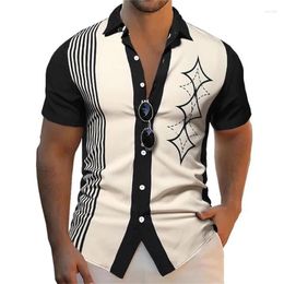 Men's Casual Shirts Bowling Button Up Comfort Short Sleeve Lapel Street Resort Wear Fashionable Hawaiian Tops