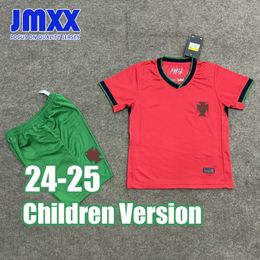 JMXX 24-25 Portugal Child Soccer Jerseys Kit Home Away Kid Uniforms Jersey Football Shirt 2024 2025 Top and Shorts Children Version