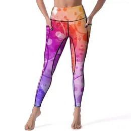 Women's Leggings Colorful Circles Sexy Rain Bubbles In Rainbows Push Up Yoga Pants Vintage Stretchy Leggins Female Custom Running