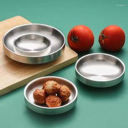 Bowls 304 Stainless Steel Seasoning Sauce Dish Round Appetiser Serving Plate Double Layer Dip Bowl Kitchen Tableware