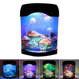 Desk Fish Tank Aquariums Night Light Lamp LED Mini Aquarium Acrylic Large Capacity Home Office Desktop Aquatic Pet Supplies 240226