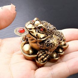 Feng Shui Toad Money LUCKY Fortune Wealth Chinese Golden Frog Toad Coin Home Office Decoration Tabletop Ornaments Lucky241x