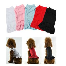 12pcs lot Blank Plain Soft Cotton Dog Dress Shirt Skirt Pet Summer Clothes for Small Large Dods Cats230W