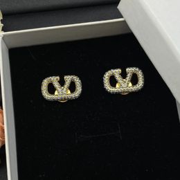Modedesigner Luxusmarke Ohrringe 18K Gold plattiert hochwertige Hengstmarke Luxuskristall -Strass -Ohrring für Frauen koreanische Ohrringe Schmuck