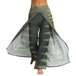 Capris Womens Palazzo Slit Wide Leg Pants Summer Casual Beach Boho Hippie Bohemian Pilate Plus Size