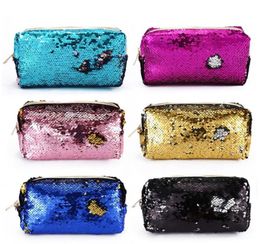 Women Travel Glitter Cosmetic Bag Pencil Box Sequin Makeup Case Gift Portable Makeup Bag Sequins Zipper Brush Organiser Travel Por7721470