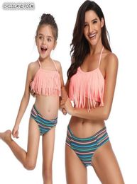 Family Matching Outfits Swimwear Mother And Daughter Swimsuit Family Bikini Tassel 2011286451397