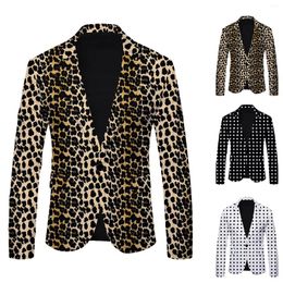 Men's Suits 2024 Polka Dot Print Leisure Suit Jacket British Fashion Slim-Fitting Blazer Male Leopard Party Wedding