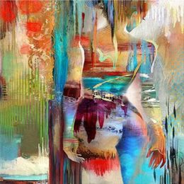 Bright-coloured Girl Handpainted contemporary Abstract Wall Deco Art Oil Painting On Canvas Multi Customised sizes Ab009234y