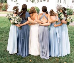 Variety Wearing Styles Long Bridesmaid Dress A line Backless Wedding Guest Dresses Formal Party Gown Robe De Soiree CPS20002031323