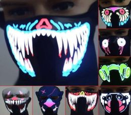 61 Styles EL Mask Flash LED Music Mask With Sound Active for Dancing Riding Skating Party Voice Control Mask Party Masks CCA10520 7607373
