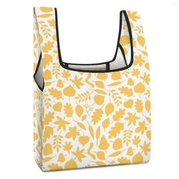 Shopping Bags Supermarket Yellow Leaf Print Shopper Bag Aesthetic Top-Handle Clothing Shoes Packaging Cloth