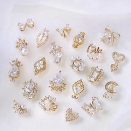 10pcs 3D Butterfly Love Heart Alloy Nail Art Zircon Pearl Metal Manicure Nails Accesorios Supplies DIY Nail Decorations Charms 240301