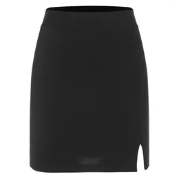 Skirts Womens Side Split Pencil Skirt Casual Daily Wear Solid Colour High Waist Bodycon Mini For Business Cocktail Party Club