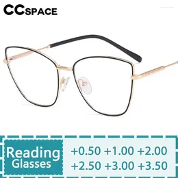 Sunglasses R57215 Women Metal Cat Eye Reading Glasses Trend Large Size Spring Hinge Presbyopic Eyeglass Dioptric 0.5 1.00 3.00