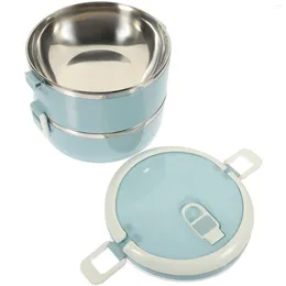 Dinnerware Double Layer Insulated Lunch Box Lunchbox For Adults Metal Container With Lid Portable Bento Case