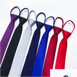 Neck Ties 5X48Cm Solid Colour Neck Ties For Men School Business El Bank Office Necktie Male Party Club Decor Fashion Accessories Drop Dhj7Y