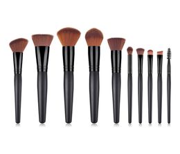 10 Pcs Makeup Brush Set Soft Synthetic Hair Cosmetics Foundation Powder Blending Blush Lady Beauty Makeup Tools1611013