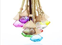 9 Colours Car Perfume Bottle Pendant Essential Oil Diffuser Bag Clothes Ornaments Air Freshener Pendant Empty Glass Bottles4499493