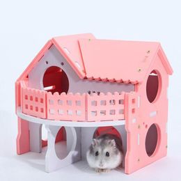 New Mini Small Hamster Nest Rabbit Hedgehog Pet Log Cabin Animal Sleeping House Supplies224v