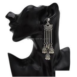 Dangle Chandelier Bollywood Oxidised Sier Gold Traditional Jhumka Jhu Indian Big Long Tassel Earrings For Women Afghan Triba Dhgarden Dhs30