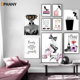 Paintings Fashion Prints And Posters Sexy High Heels Women Wall Art Cover Magazine Canvas Painting Perfume Girls Room Decor Pictur296A