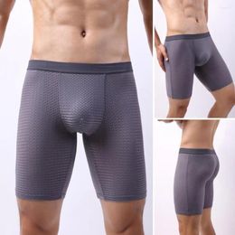 Underpants Men Breathable Briefs Men's Summer Sport Underwear High Elasticity Ice Silk Panties For Quick Drying Slim Fit Long Shorts Sexy