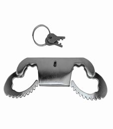 Pretend Play Stainless Steel Thumb s With Key Bondage Lock Metal Hand s Slave Restraint Bdsm Tool Sex Toy Cosplay Game Y1907161876314